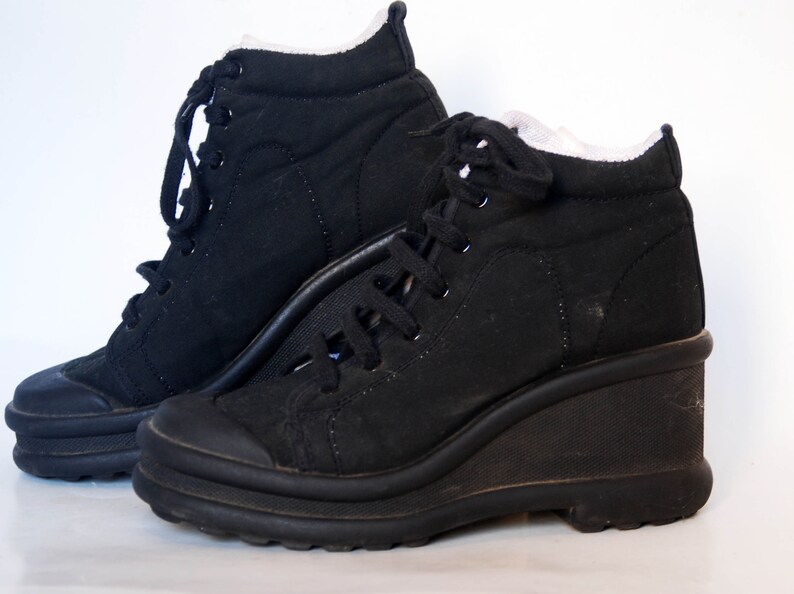 platform shoes sneakers womens vintage platforms chunky high tops millitary goth rock shoes boots black size eu 39 us 8 uk 6