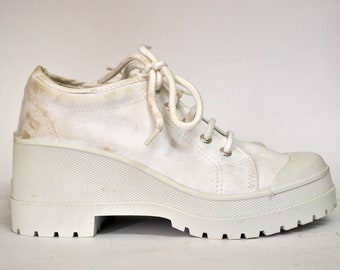 Platform Shoes Sneakers Womens Vintage Chunky Canvas Shoes 90s