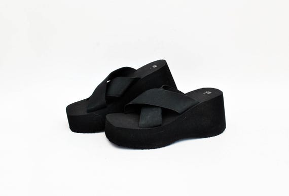 Total Black Foamy Slippers Japanese Sandals Mens Womens Vintage