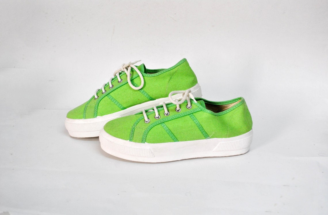 Green Canvas Shoes 90s Sneakers Style Flat Tie Sneakers Womens - Etsy