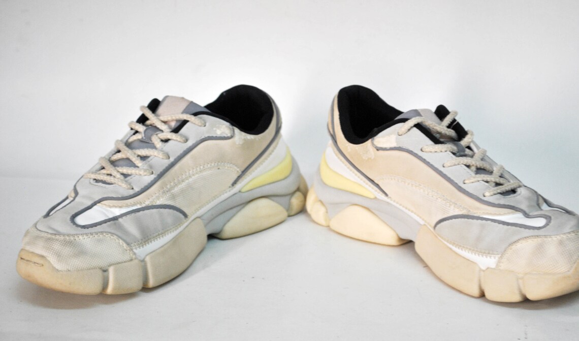 chunky sneakers vintage womens shoes size EU 37 uk 4 us 6 y2k beige Comfortable Work combat dad shoes low tops summer sport womens platforms, foto 4 di 5