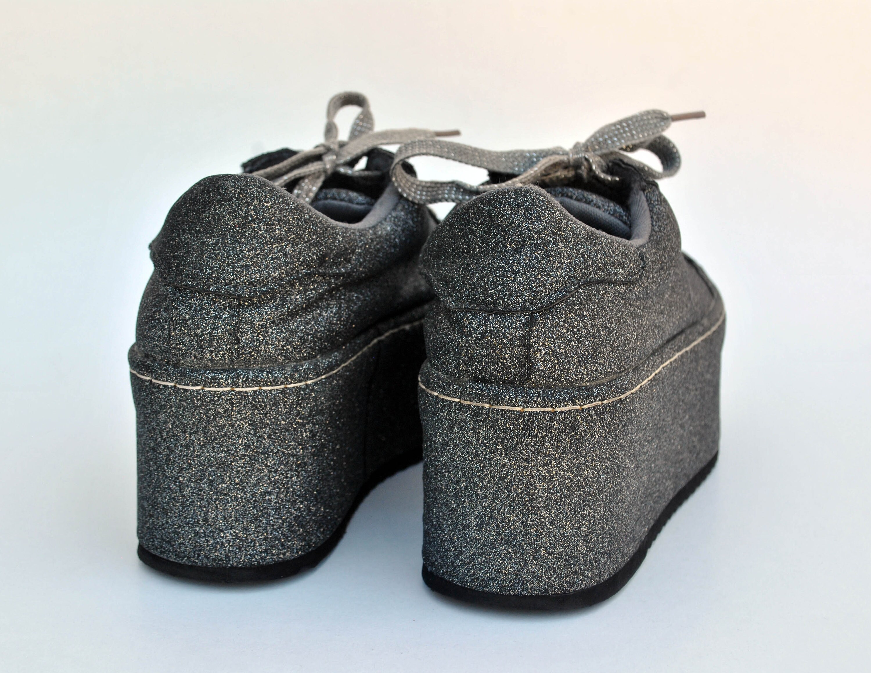 Black glitter platform trainers best sale