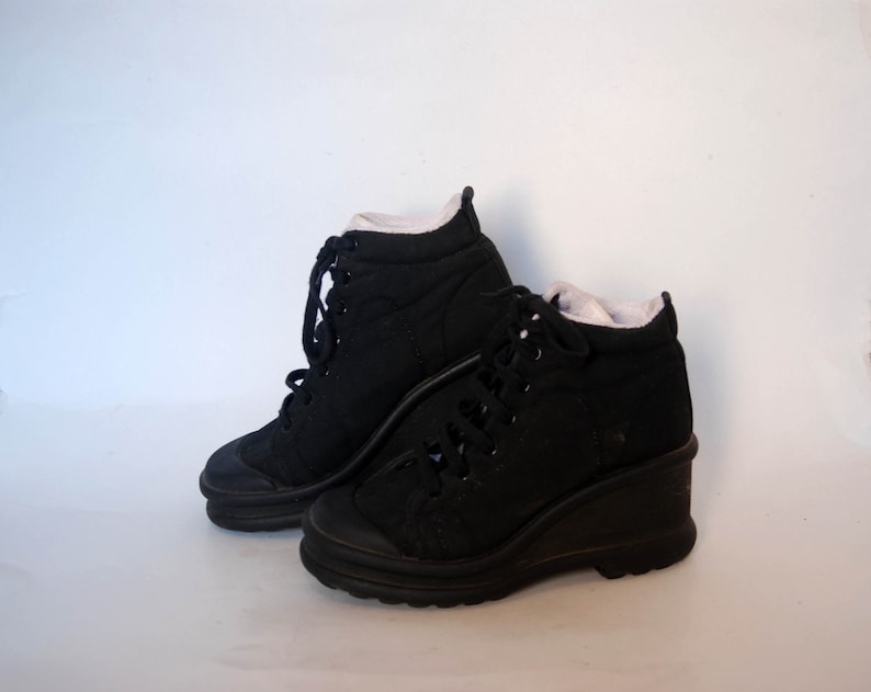 platform shoes sneakers womens vintage platforms chunky high tops millitary goth rock shoes boots black size eu 39 us 8 uk 6