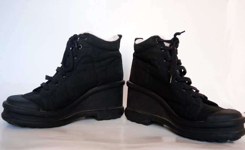 platform shoes sneakers womens vintage platforms chunky high tops millitary goth rock shoes boots black size eu 39 us 8 uk 6