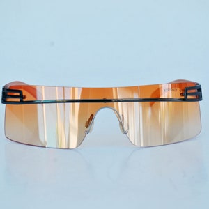 matrix rave aviator vintage zonnebril retro oogkleding club zonnebril unisex masker Festival y2k zonnebril futuristische oranje lens veganistisch afbeelding 4