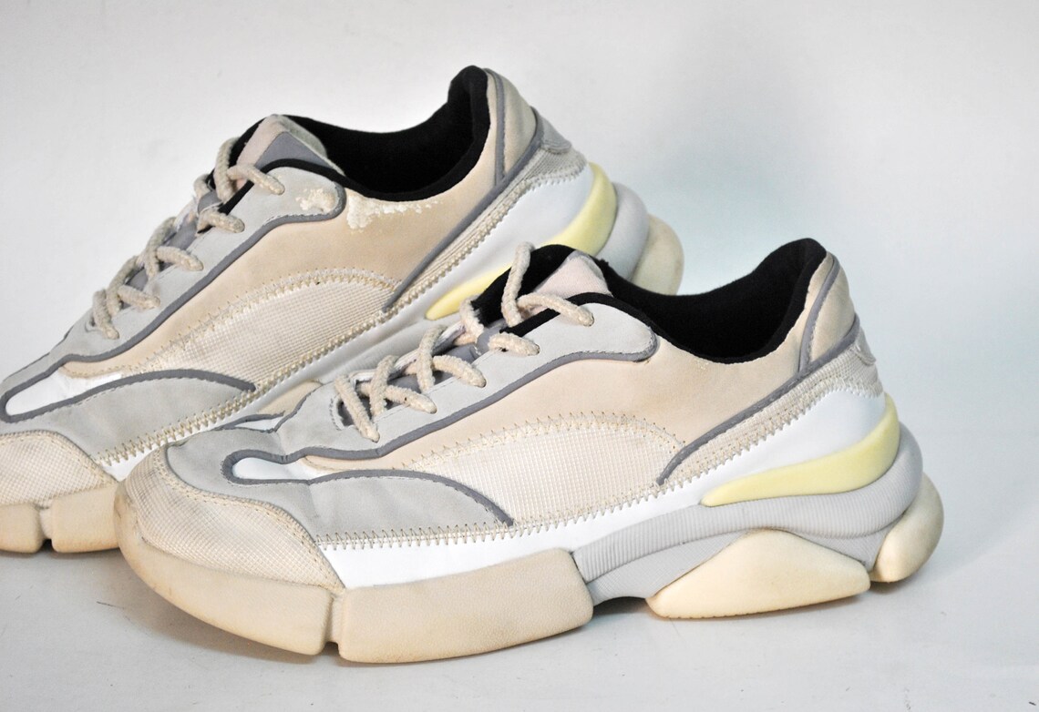 chunky sneakers vintage womens shoes size EU 37 uk 4 us 6 y2k beige Comfortable Work combat dad shoes low tops summer sport womens platforms, foto 2 di 5