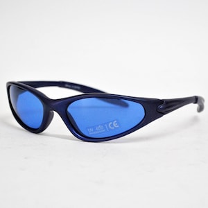 blue matrix rave sunglasses rectangle sun glasses vintage retro eye wear 90s round y2k club unisex sunglasses steampunk futuristic blue lens