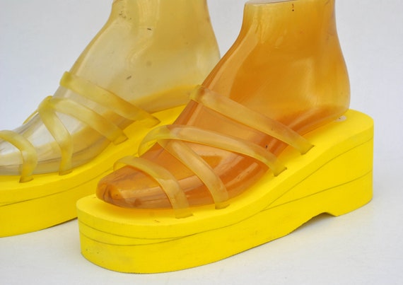 y2k yellow Foamy platform slippers japanese sanda… - image 8
