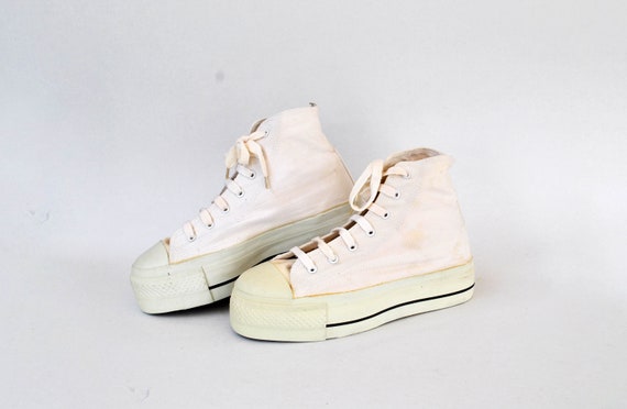 vintage shoes natural all star shoes hi tops wome… - image 1