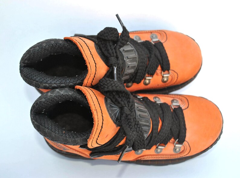 Vintage Orange Hiking Boots • Chunky Mountaineering Boots • 90s Gorpcore Footwear • Retro Outdoor Platforms • Unisex size eu 40 uk 7 us 9 image 7