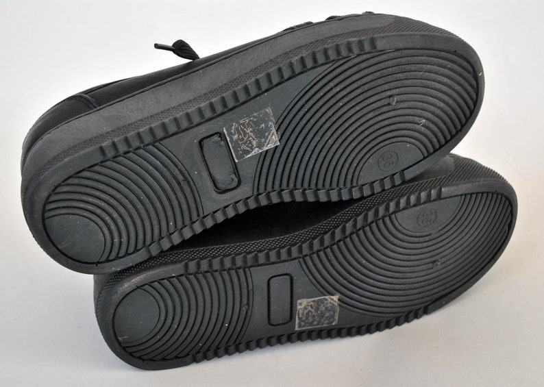 Total Black Platform Sneakers – Chunky Sole Minimal Streetwear Shoes size US 5 EU 36 UK 3 image 7