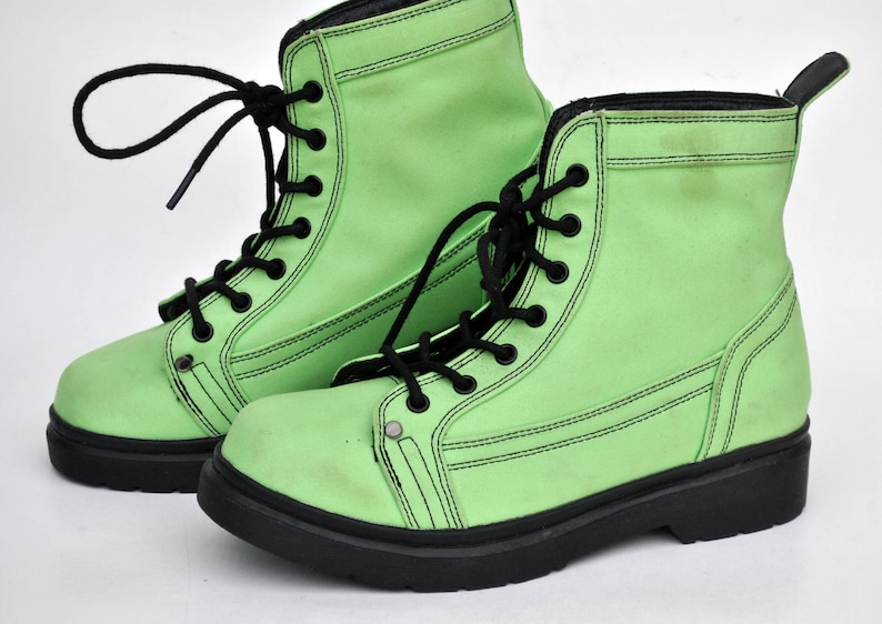 platform sneakers womens boots platform shoes 90s canvas mint green shoes goth rock martens buffalo boots size 38 uk 5 us 7 vintage platform