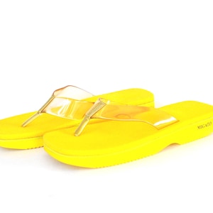 Y2K gele teenslippers met plateauzool – transparante sandalen met bandje – vintage jaren 2000 Esthetische strandschoenen maat eu 41 uk 8 us 10