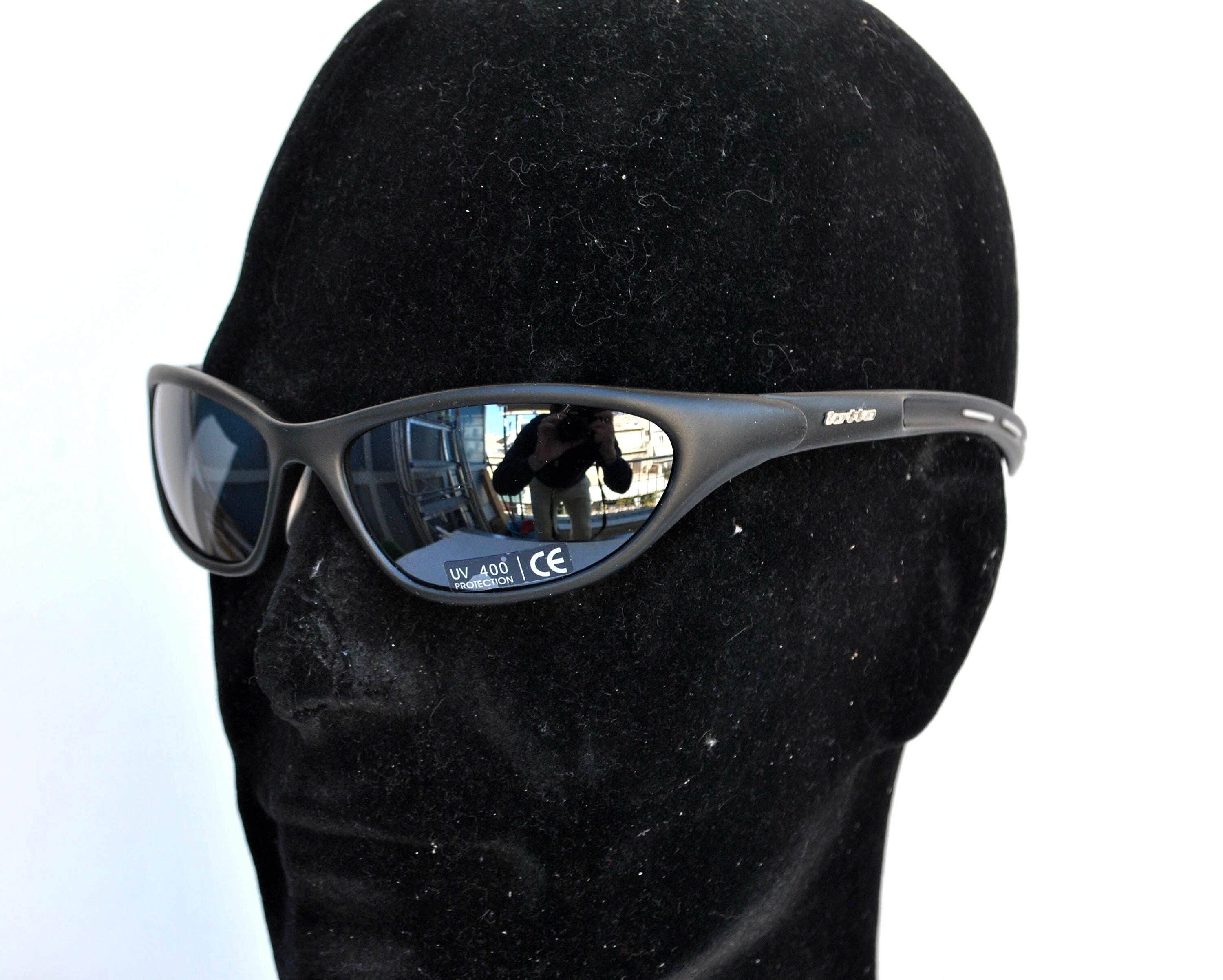 Y2K Wraparound Sunglasses Black – Sporty Slim Shield 