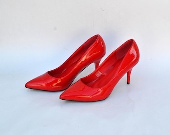Damen Pumps High Heels für Frauen Gr. 41 US 10 UK 8 rote Damen Schuhe Dreieck Schuhe spitze Schuh Stiletto Sommer Büro Schuhe
