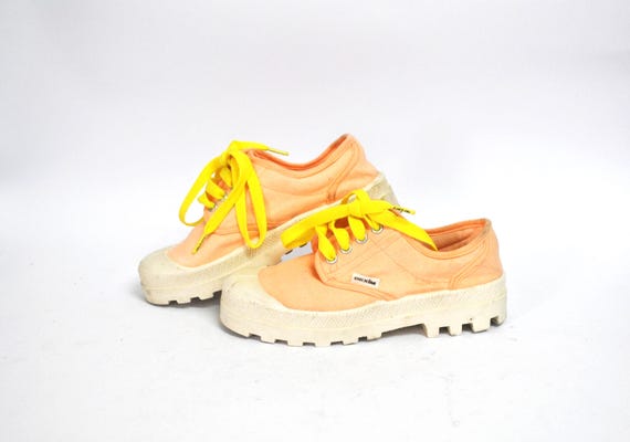 Vintage Peach Canvas Platform Shoes | Chunky Lug Sole Low Top Sneakers | Y2K Retro Casual Shoes | Unisexsize eu 37 uk 4 us 6
