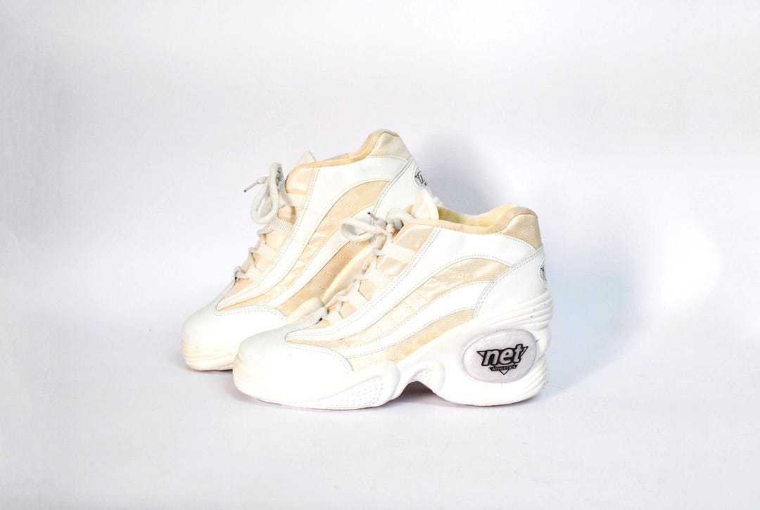 Vintage Net Athletics Sneakers | Chunky Y2K Trainers | Cream  display picture 2