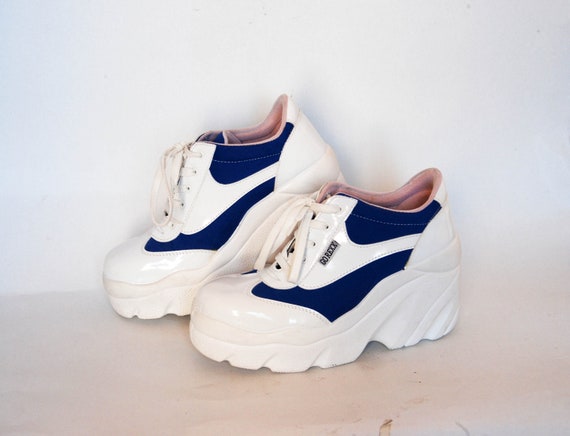 90s white platform sneakers