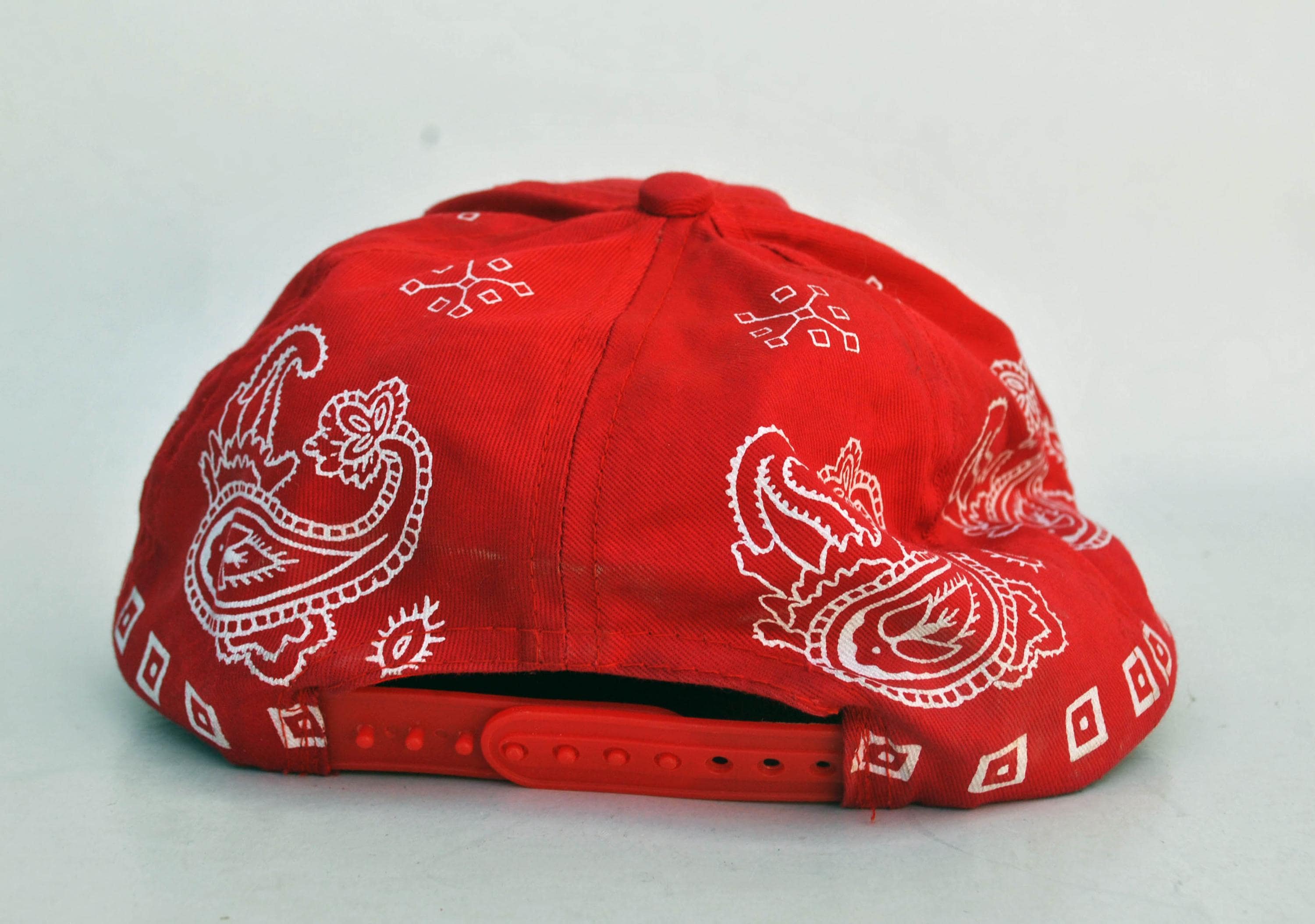 Red Bandana Print Baseball Cap | Paisley Snapback Hat | Y2K