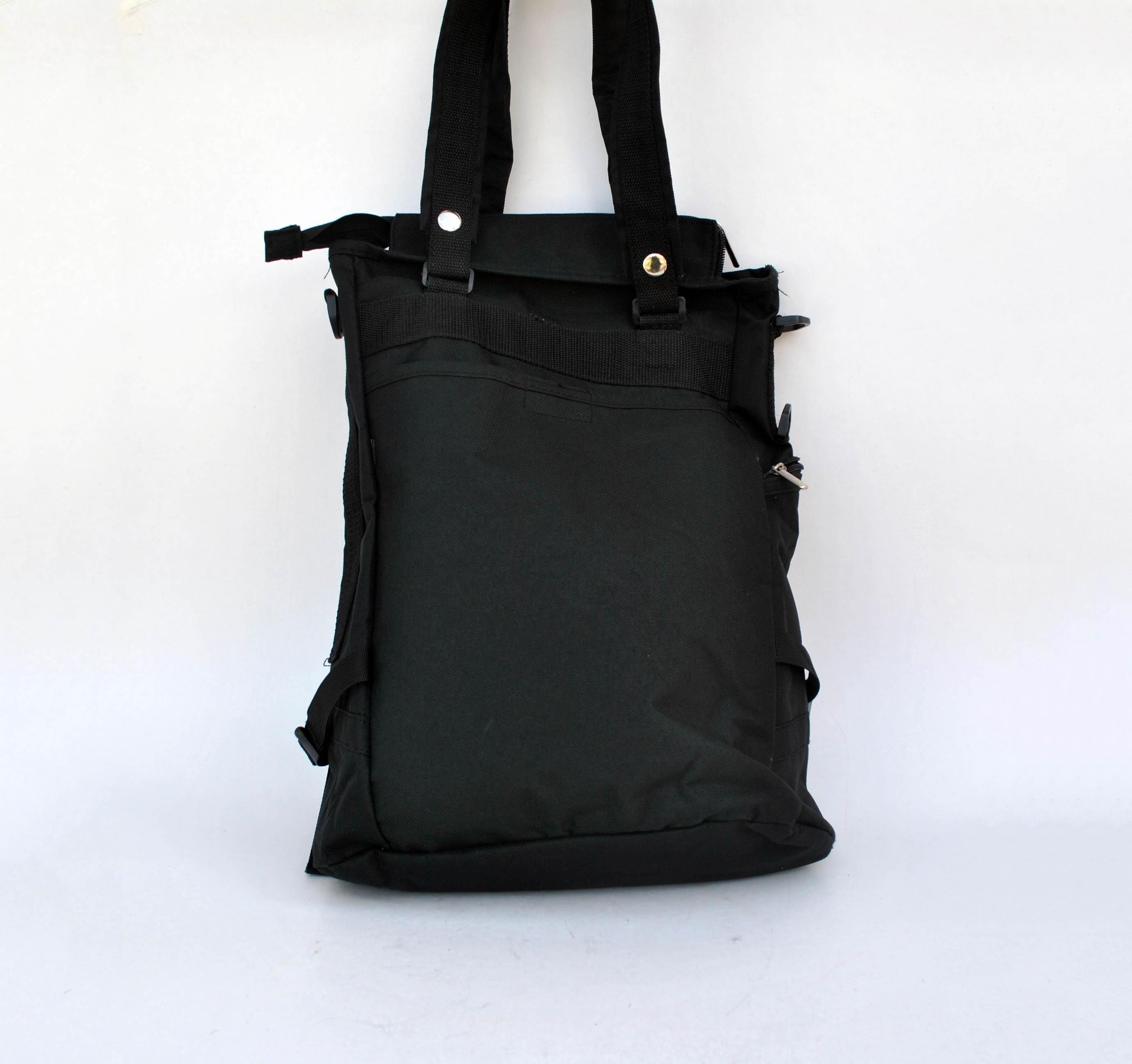 Black Convertible Backpack Tote - Sleek Urban Carry Black Utility Tote Backpack | Convertible Shoulder  main image 3