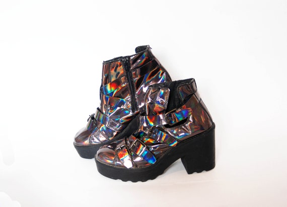 holographic platform sandals
