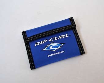 vintage rip curl surf australia billetera 90s unisex pequeño ID dinero Titular cero bolsillo azul Velcro cartera plegable cartera retro nylon