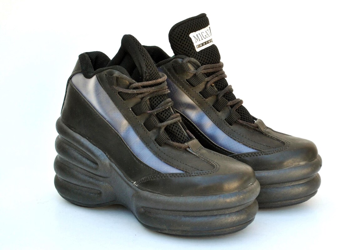 Chunky Platform Sneakers Black | Y2K Cyber Goth Shoes | Futuristic Streetwear Trainers size eu 36 uk 3 us 5, foto 4 di 5