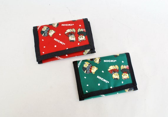 vintage Nicki red Green bear wallet 90s unisex sm… - image 1