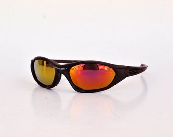 Black matrix rave sun glasses sport rave vintage retro eye wear 90s round y2k club unisex sunglasses trance fest futuristic gold mirror lens