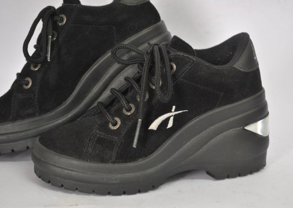 buffalo black platform trainers