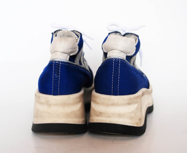 chunky vintage combat sneakers size 31 uk 13 us 12 gift for girls boys vintage blue kids sneakers platform shoes military goth rock sneakers