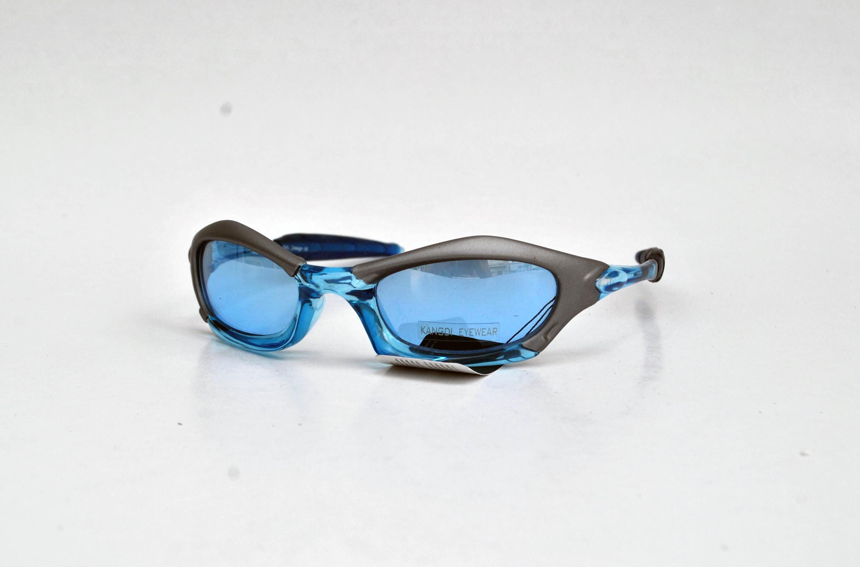 Y2K Sport Sunglasses • Blue & Silver Wrap Sunglasses • 2000s  display picture 2