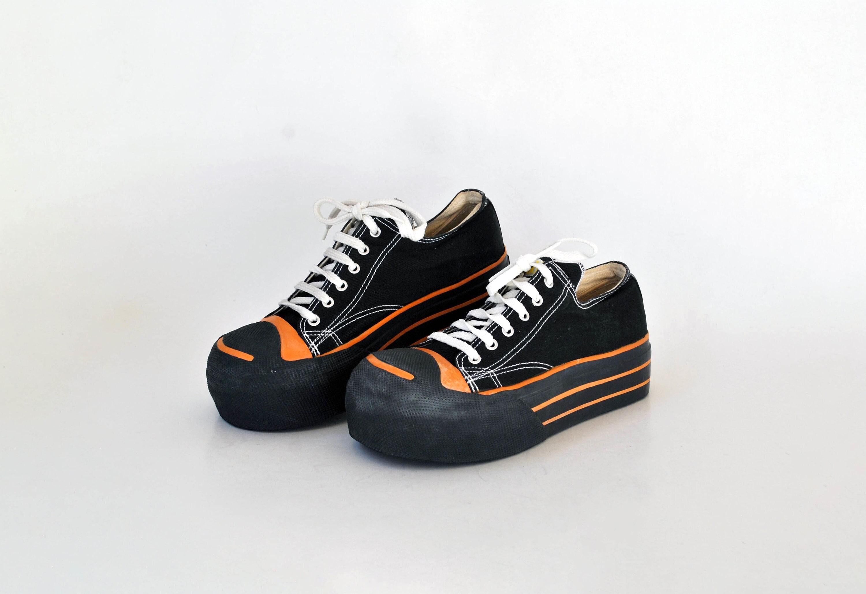 Y2K Platform Sneakers Black & Orange – Chunky Low Top Shoes