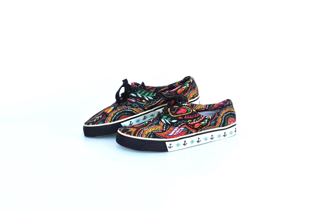 Y2K Patterned Sneakers | Colorful Retro Skate Shoes | 90s Streetwear ...