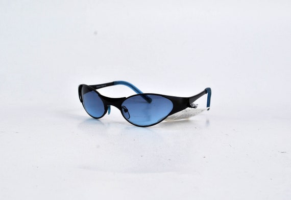 Blue matrix rave sunglasses total blue lens round 