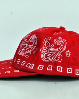 Red Bandana Print Baseball Cap | Paisley Snapback Hat | Y2K
