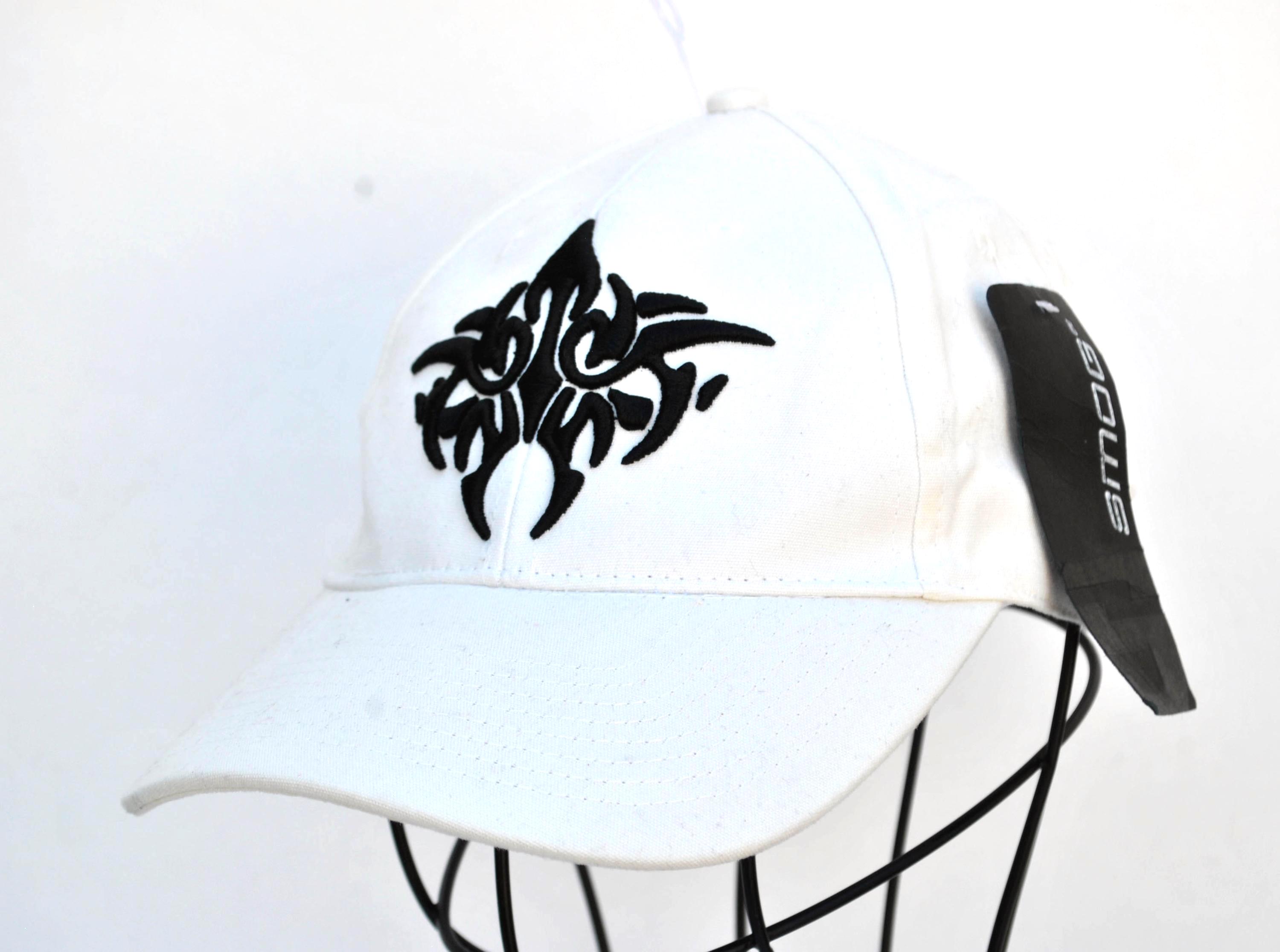 Vintage White Tribal Baseball Cap Black Embroidered Graphic Hat