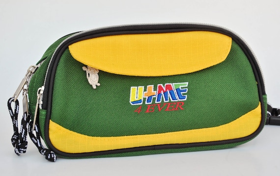 Vintage 90s green yellow u me round fanny packs w… - image 2