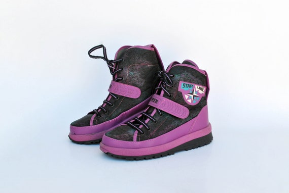 retro shoes black purple sneakers vintage shoes w… - image 1