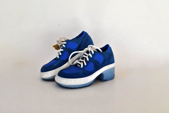 Y2k Platform Shoes Blue Sneakers Size Eu 37 Uk 4 Us 6 Platforms 90s Platforms Buffalo Boots Vintage Womens Platform Wermacht Leather Shoes Etsy UK