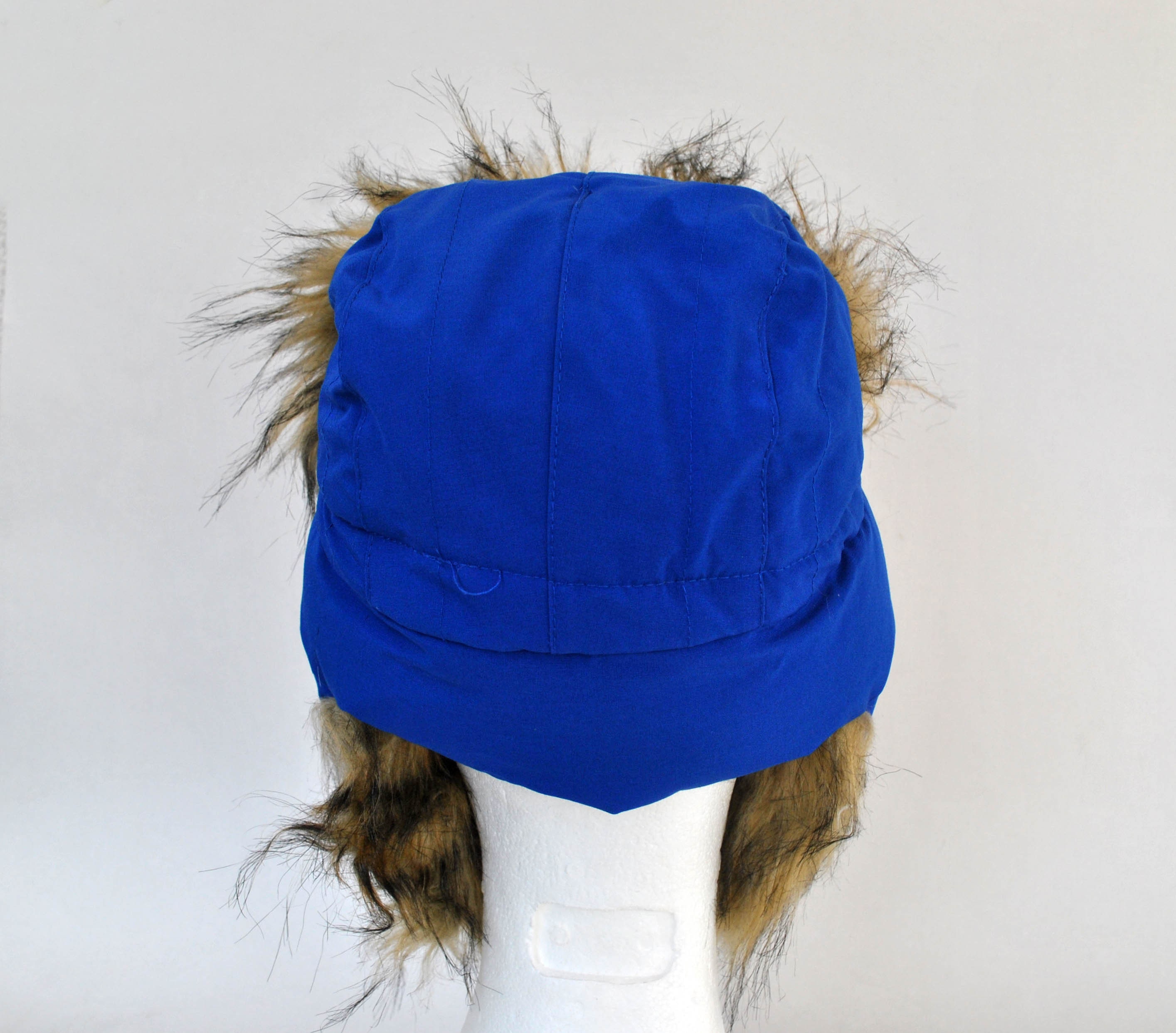 Faux Fur Trapper Hat – Blue Winter Hat With Fur Trim  display picture 2