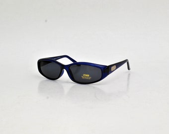 Lunettes de soleil rectangulaires lunettes rétro vintage des années 90 rondes bleu club matrice petites lunettes de soleil unisexes lunettes de soleil futuristes lentilles noires