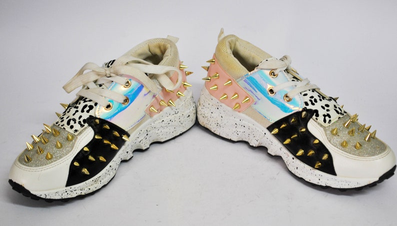 Chunky Studded Sneakers – Platåskor med statementmönster – Retro Streetwear Sneakers – Unisex Modeskor Storlek EU 40 UK 7 US 9 bild 4