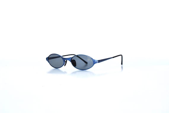 Vintage Blue Oval Micro Sunglasses, Y2K Cyber Sunglasses With