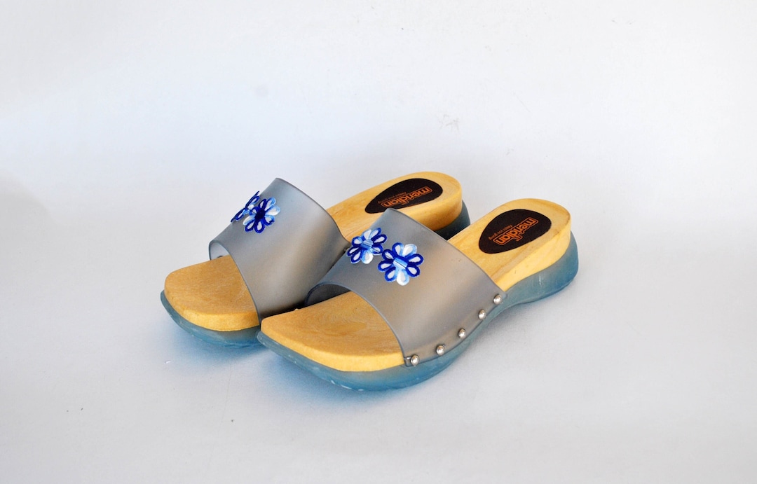 Azul verano 90s zapatillas de plástico sandalias japonesas vintage