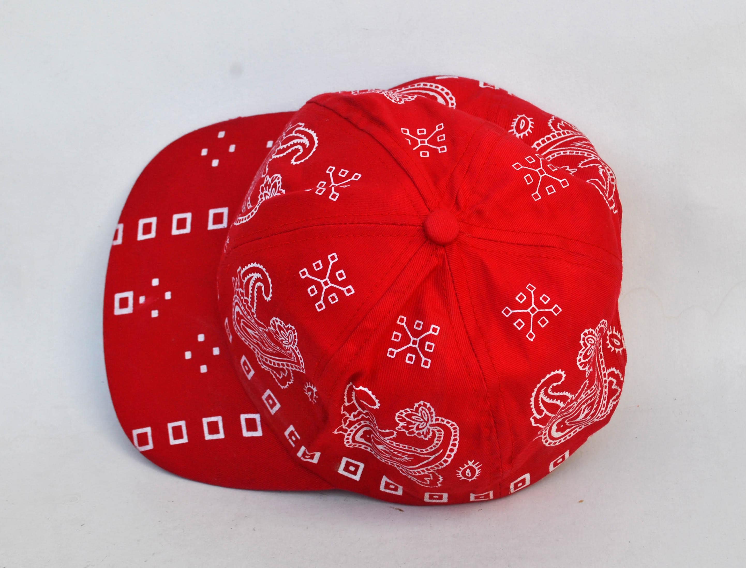Red Bandana Print Baseball Cap | Paisley Snapback Hat | Y2K