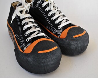 Black Platform Shoes Sneakers Womens Vintage Chunky Canvas