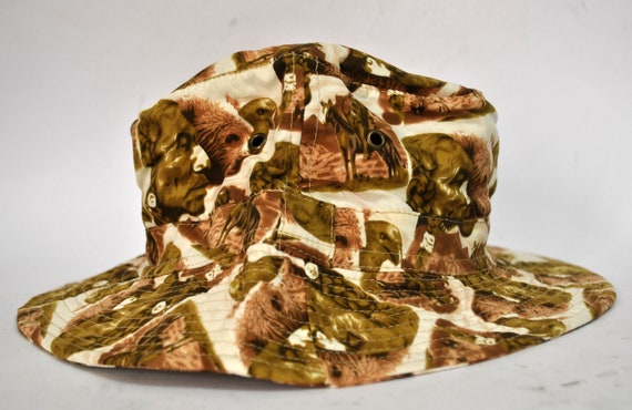 vintage native indian hat bucket beach hat beige … - image 3
