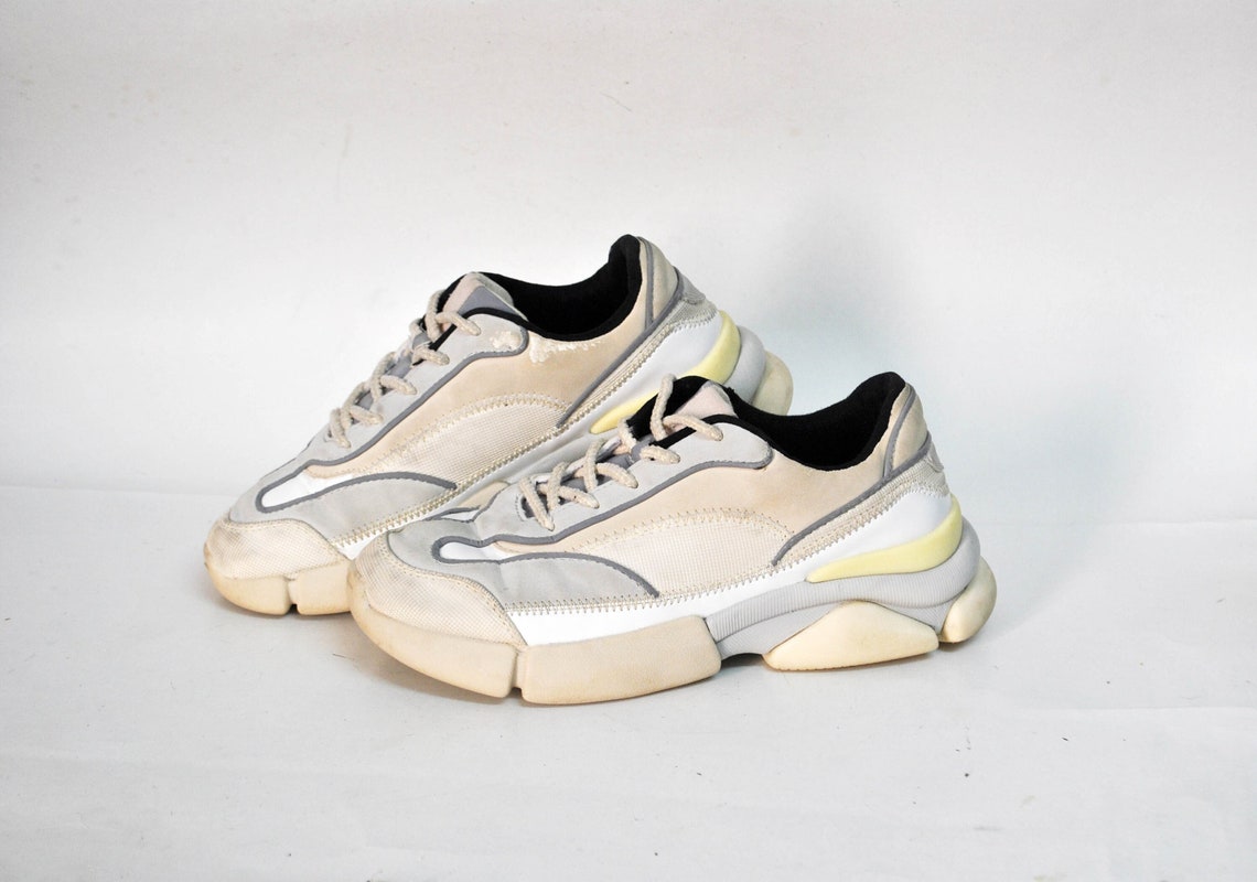 chunky sneakers vintage womens shoes size EU 37 uk 4 us 6 y2k beige Comfortable Work combat dad shoes low tops summer sport womens platforms, foto 1 di 5