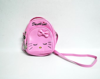 Pink Kawaii Cat Mini Backpack – Cute Small Crossbody Bag, Girls Backpack Purse